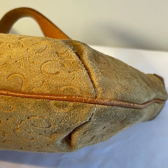 Celine Vintage Ava Macadam Suede Pochette Shoulder Bag, Mustard/Brown - Preowned - Picture 6 of 16